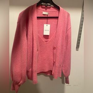 Sandro ribbed sweater tank and cardigan #sandro